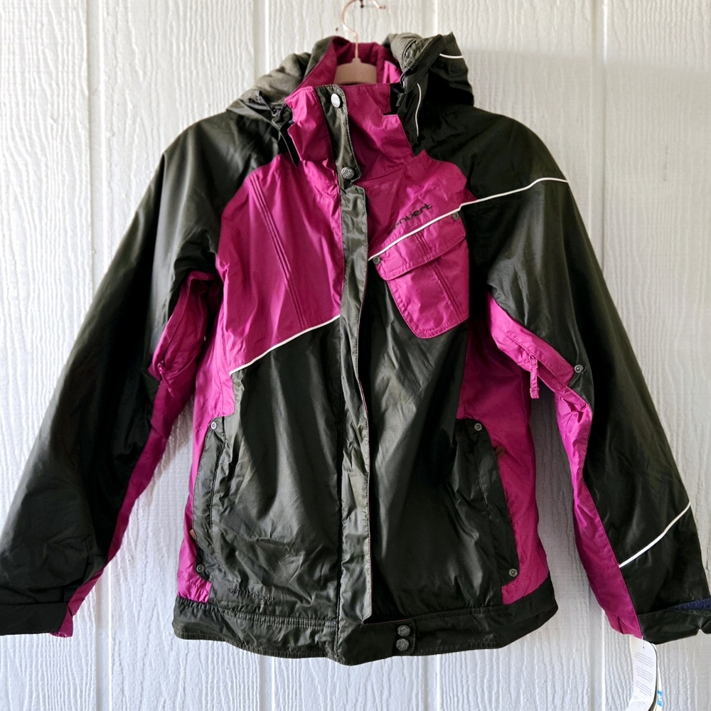 Columbia Convert Puffer Jacket Snow Board Ski Snow Warm Winter Pink Brown Small